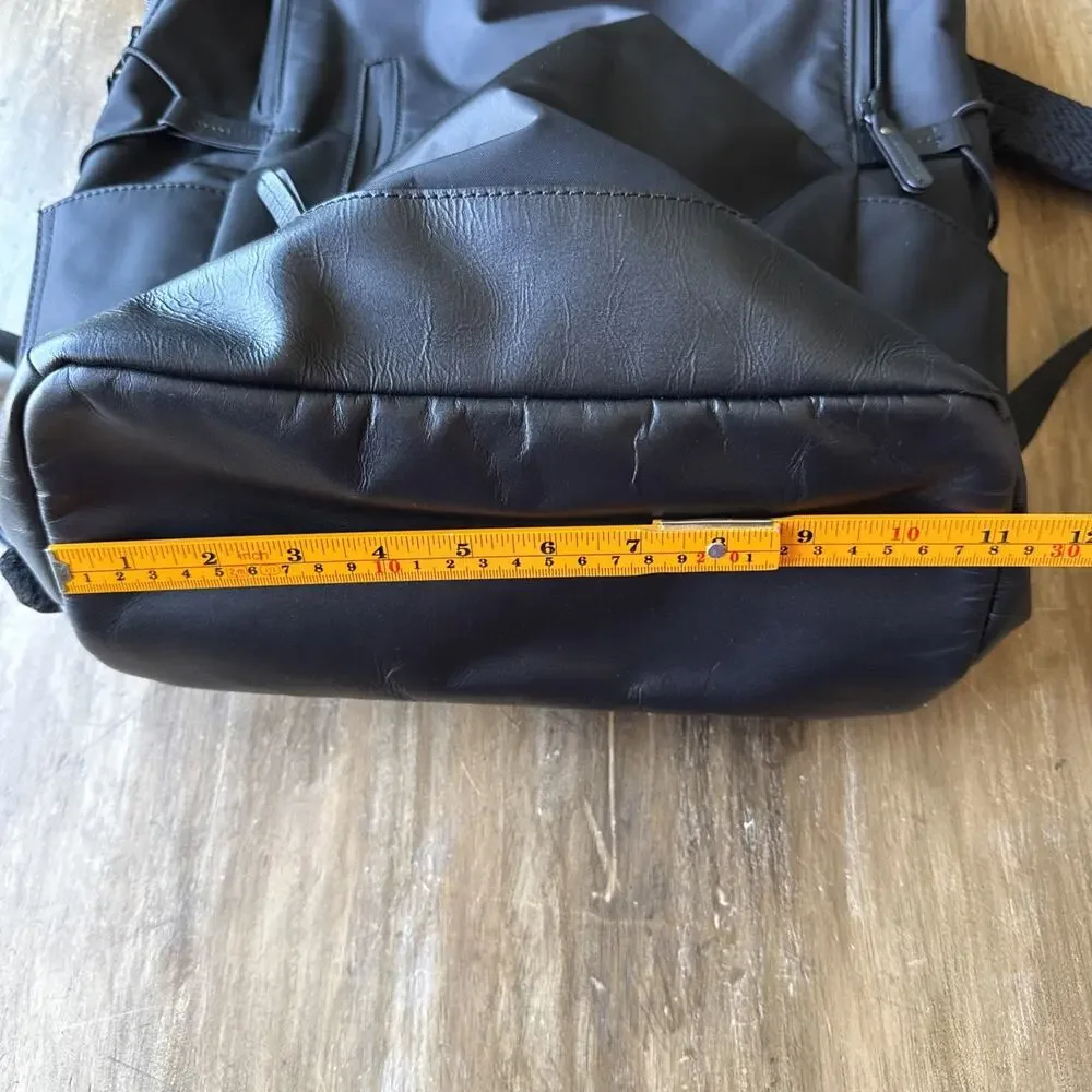 Johnston & Murphy Hudson Waterproof Backpack Black Leather Trim Travel Bag EUC